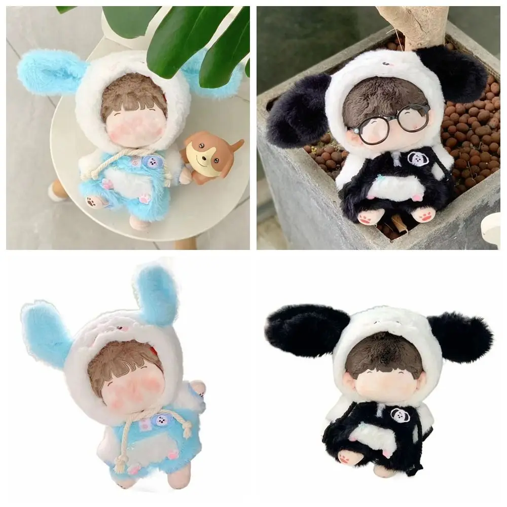 

Multicolor Doll Clothes 20CM Cartoon Dog Miniature Plush Overall Replacement Outfit Photo Props Dog Ear Pajamas