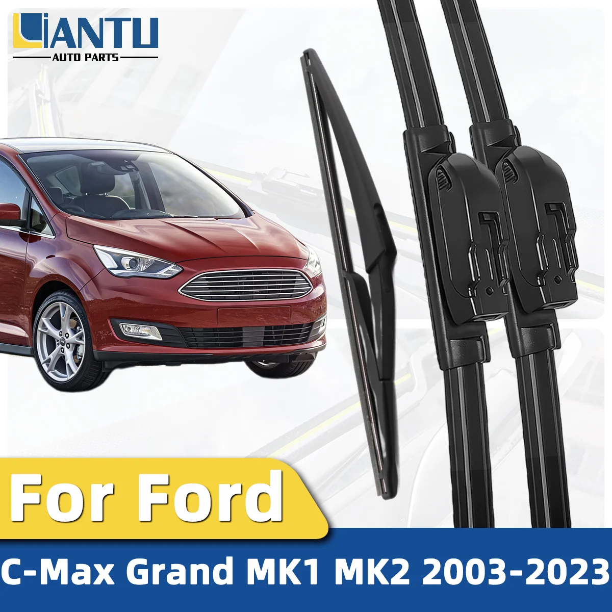 

3PCS Front Windshield Wiper Kit For Ford C-Max Grand MK1 MK2 2003-2023 Windshield Wiper Silent Wiper Automotive Parts 2022 2021