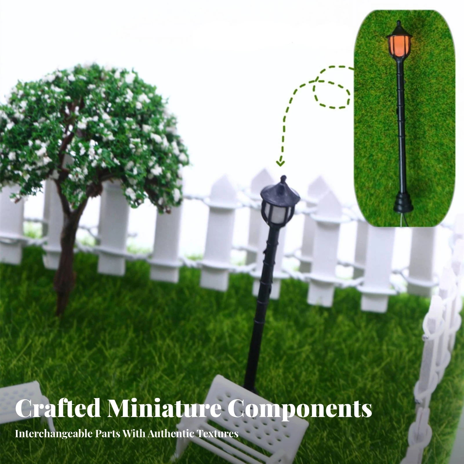 Miniature Garden Courtyard Set Illuminated Micro-Landscape Garden Decoration Mini Street Lamp Model Compact