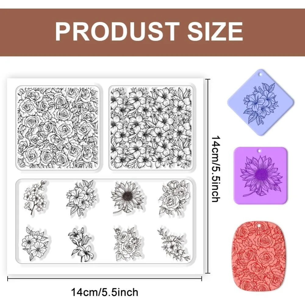 Clay Texture Mat Clay Modeling Pattern Pad Flower 140x140x3mm