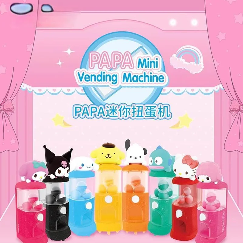 Authentic Sanrio Mini Twisting Egg Machine Blind Bags Toy Kuromi Pochacco Pom Pom Purin Hgangyodon Desktop Ornament Toy For Girl