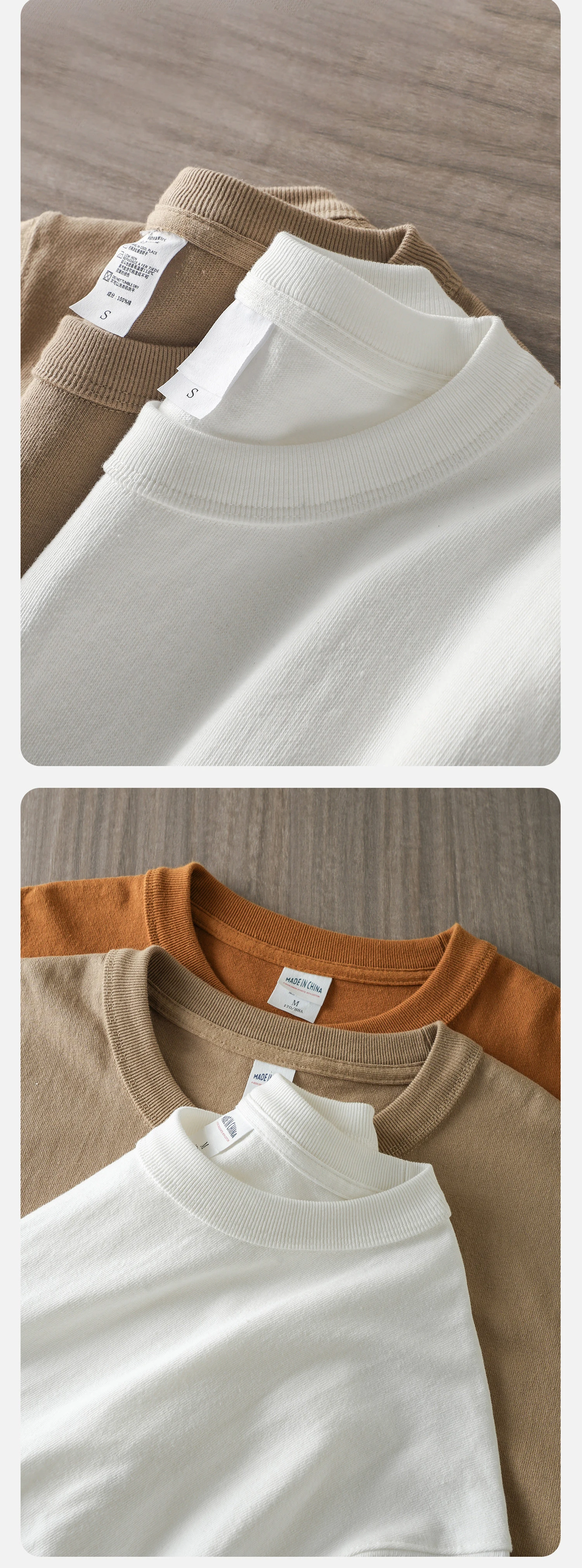 DUKEEN 320GSM Schwergewichtiges Herren-T-Shirt Basic Rundhals Kurzarm Oversized Lässige Oberteile 11oz – Detail 6