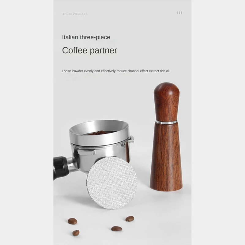 Agitador de café Espresso, aguja distribuidor de acero inoxidable, juego de anillos para recibir polvo, herramienta de café