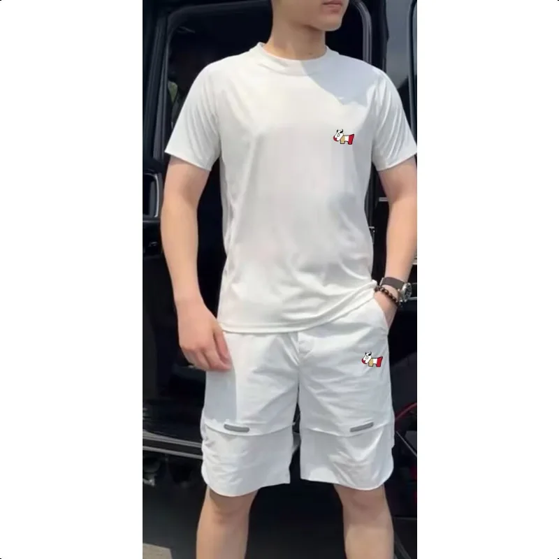 Quality Men Golf Sets Summer Quick Dry T-Shirt Ice Cool Feel Casual Thin Breathable T-Shirt and Pants 2 Pieces Golf Clothing
