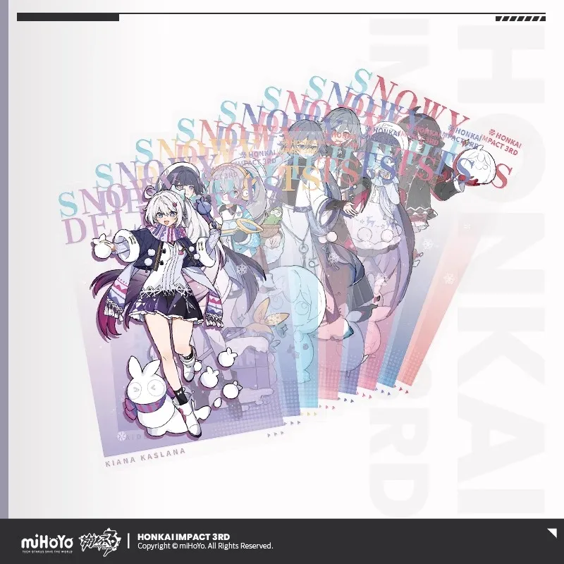 

Официальный натуральный Honkai Impact 3, серебряный, зимний снег, забавная серия, набор открыток для домашних животных, Kiana Meiko miHoYo, аниме, периферийные устройства, подарки