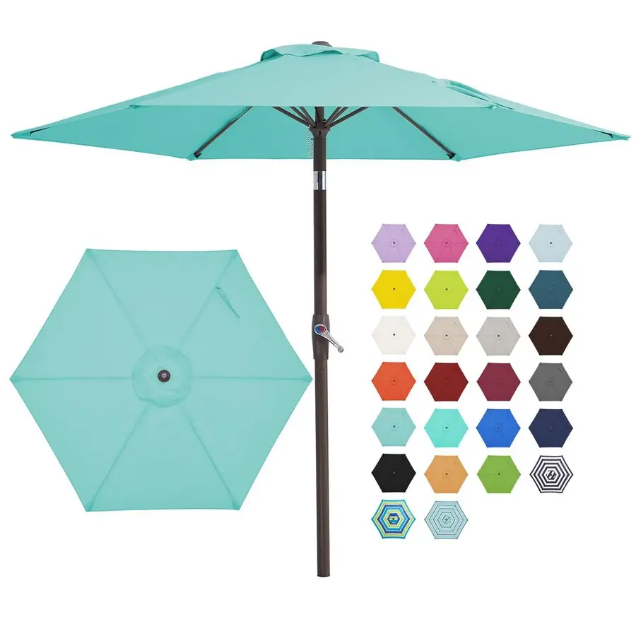 

7.5FT Patio Umbrella Market Table Umbrella with 6 Sturdy Ribs, Push Button Tilt Crank Outdoor Umbrella for Garden, Deck, Backyar