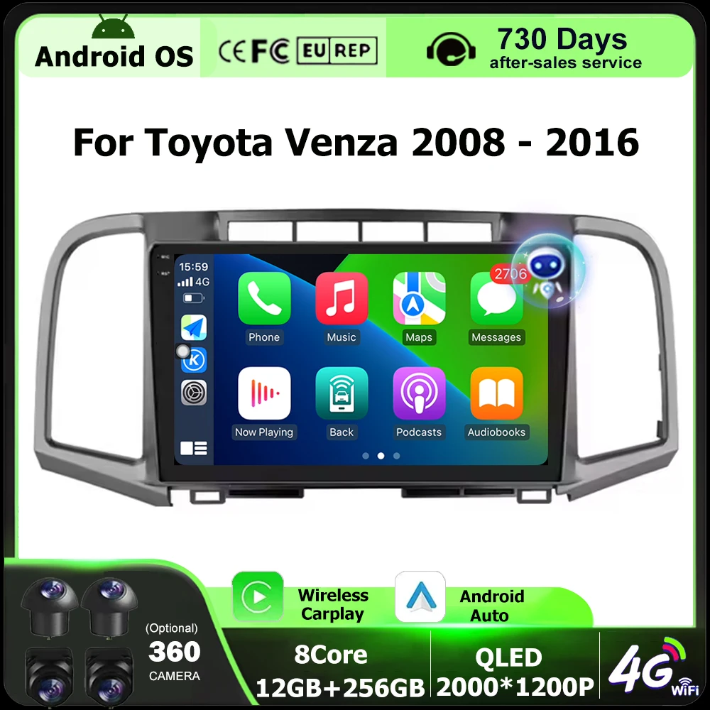 

Car Radio Multimedia Video Player GPS Navigation Stereo For Toyota Venza 2008 2009 2010-2016 Android 16 Auto Carplay Head Unit