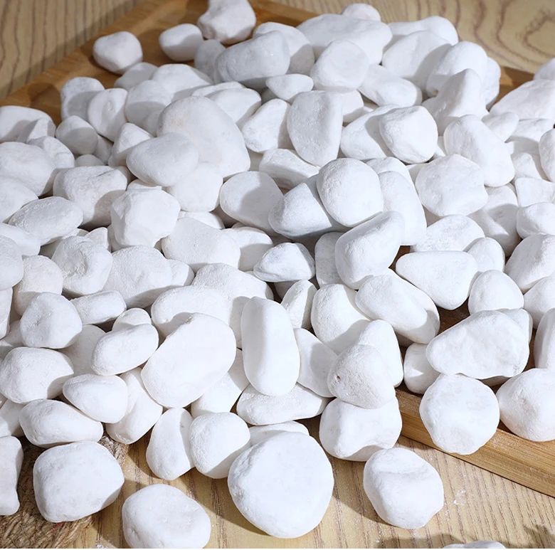 

White 6~9mm Natural Stone Cobble for Garden Landscaping & Aquarium Decoration Round Shape Pebbles