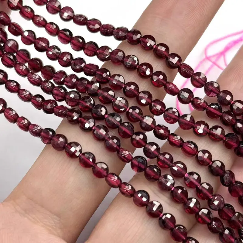 5A Garnet Flat Oval Coin Faceted 4mm 6mm Wholesale for DIY Jewelry Necklace 38cm LOOSE BEADS