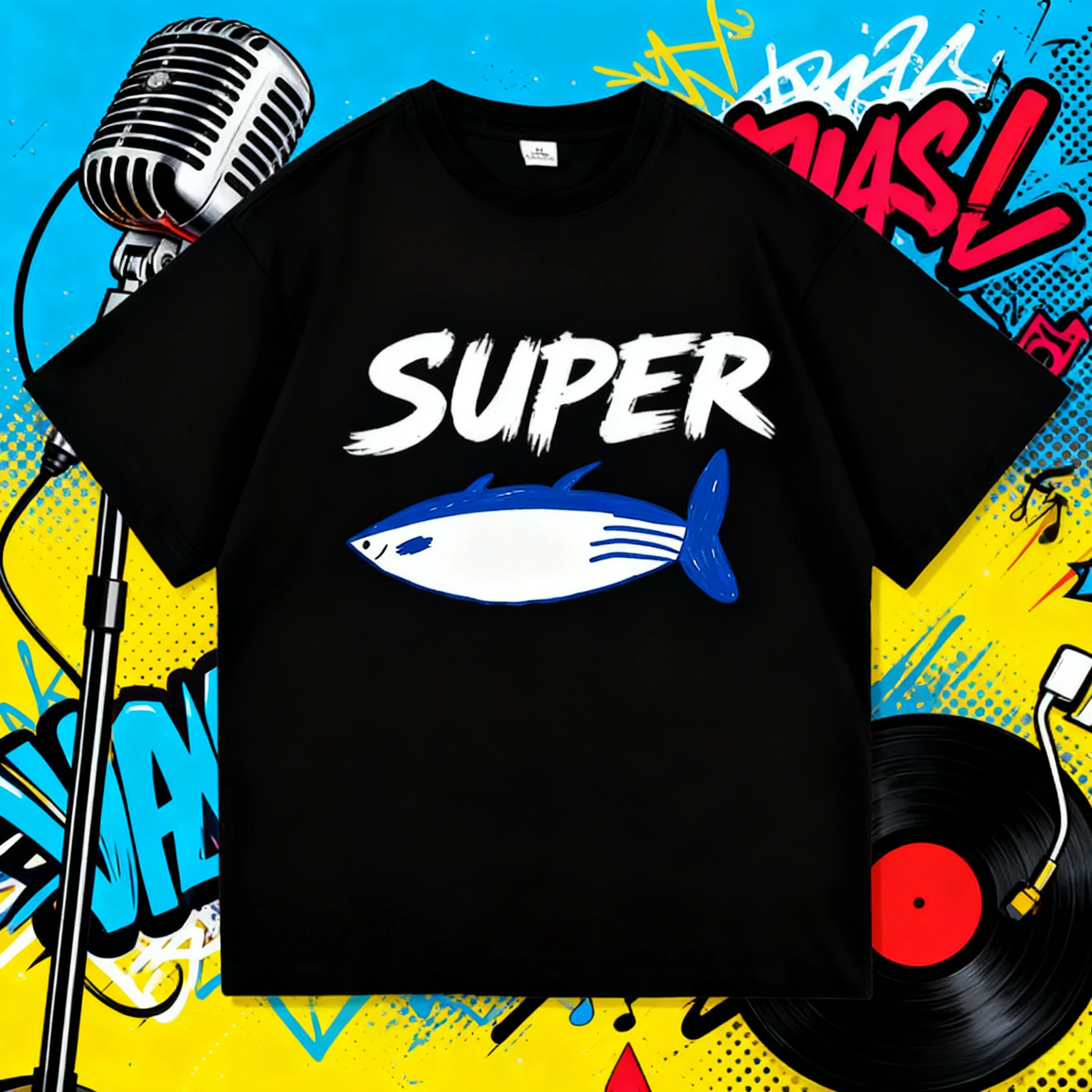 

Jin Super Tuna Fish футболка Kawaii ретро модная мужская женская одежда Harajuku топы высокого качества хлопковая одежда подарки на дни футболки