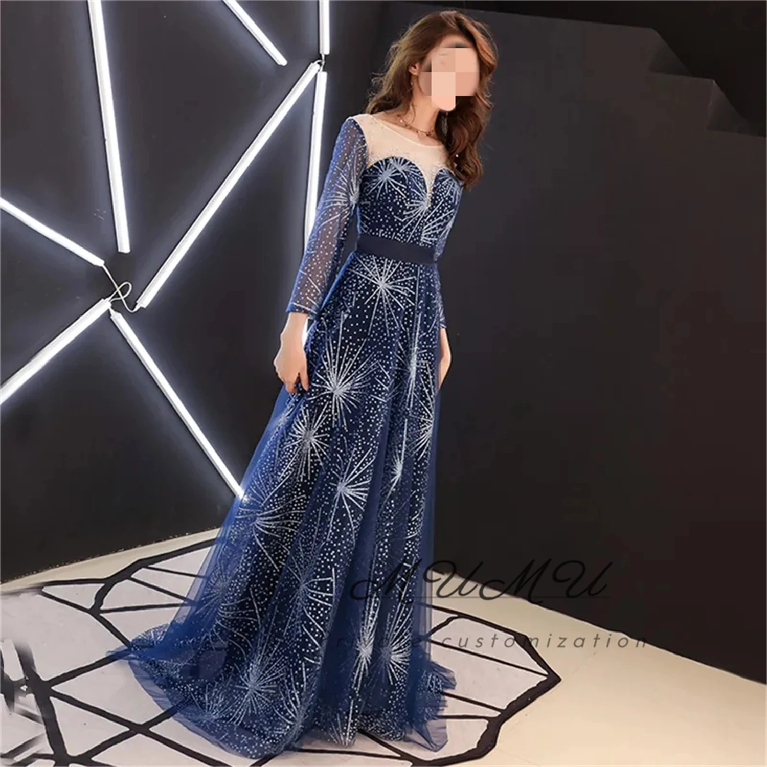 

MuMu женские платья по индивидуальному заказу для особых случаев, бальные платья, элегантное вечернее платье, платье с длинными рукавами, платья для торжественных случаев