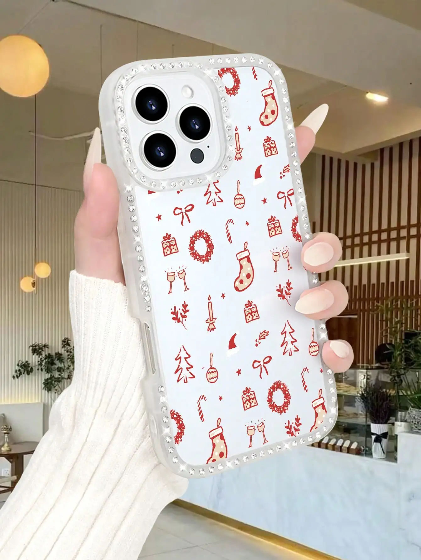 Чехол для телефона с рождественским узором, праздничная атмосфера, совместимый с принтом снежинки, оленей и Санты для iPhone от 17 до 11 Pro Max Plus