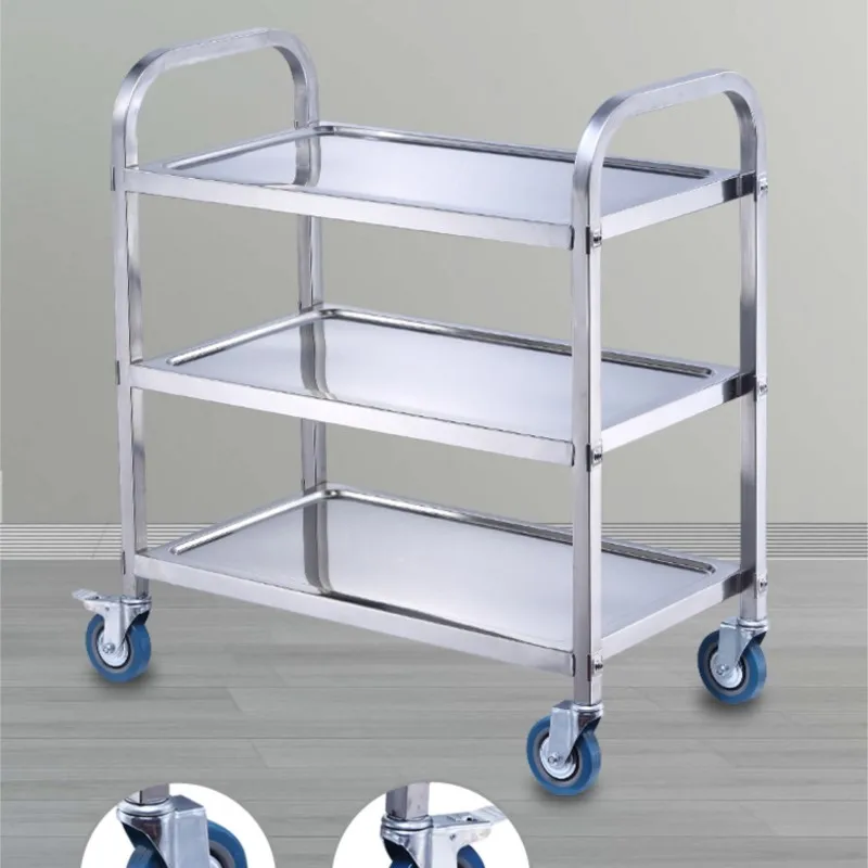 Three-tier Dining TrolleyStainless Steel Receiving TrolleyWine TrolleyMobile TrolleyBowl Trolley Carritos Multiusos Kitchen