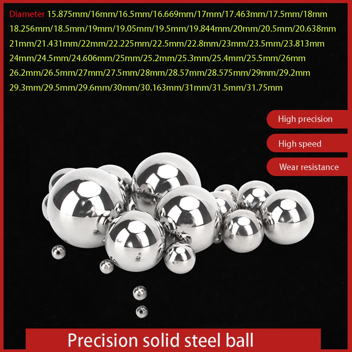 1Pcs Dia 15.875mm 16mm 16.5mm 16.669mm 17mm-31.75mm Solid Bearing Steel Ball High Precision Smooth Bearing Round Ball