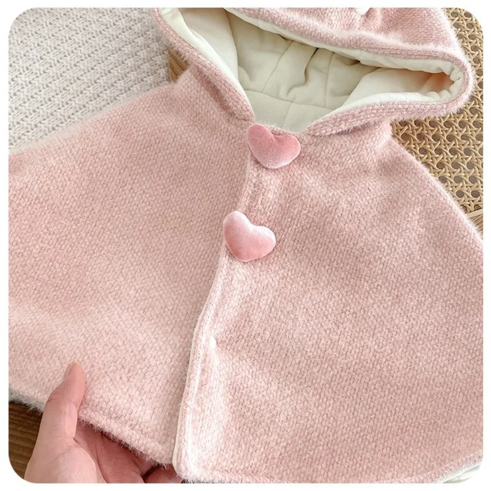 عباءة أطفال متينة دافئة بغطاء للرأس من الصوف للأميرة للأطفال الصغار من عمر 0 إلى 1 سنة شال من الدانتيل على شكل آذان أرنب
