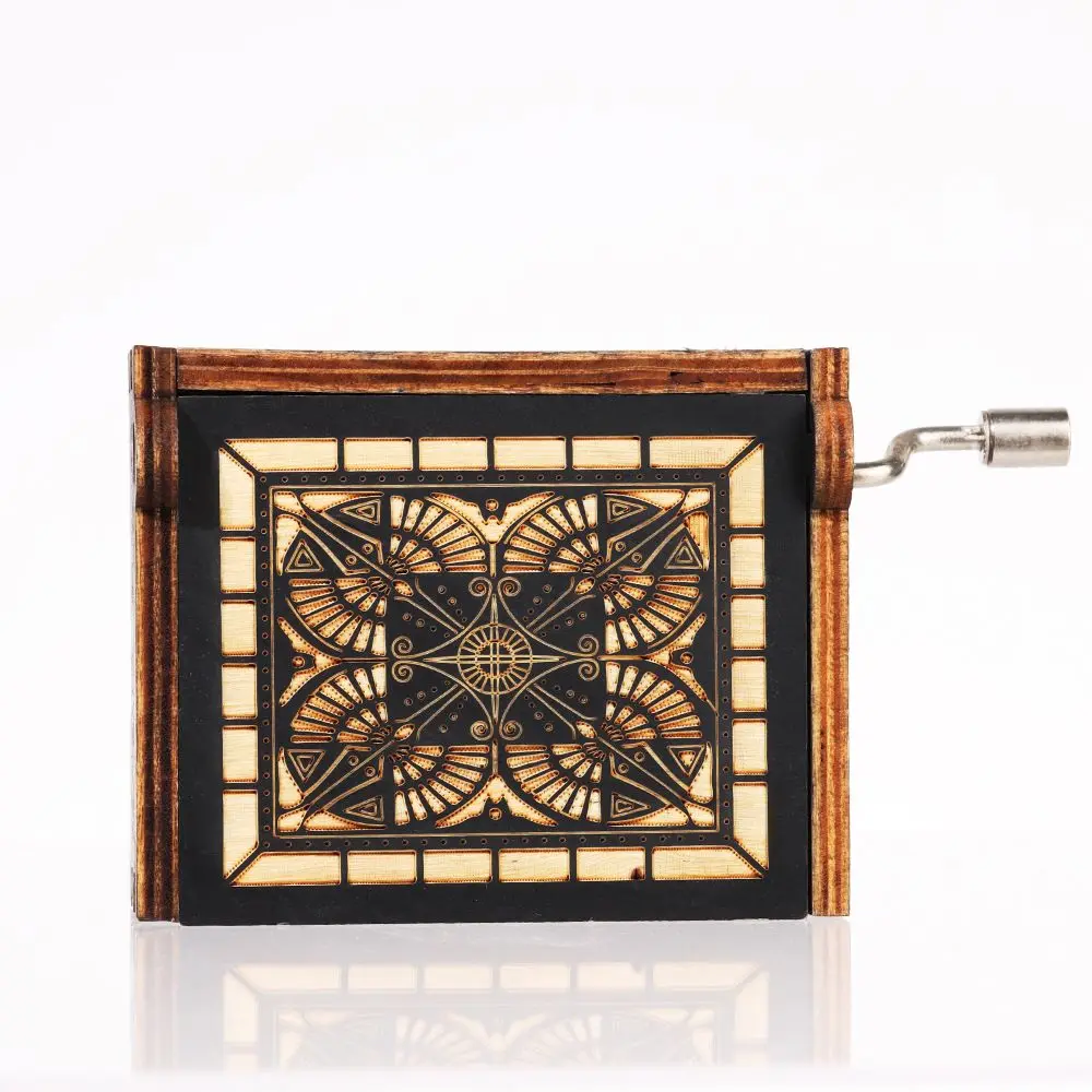 Anniversary Christmas Birthday Wooden Musical Boxes Hand-Cranked You are My Sunshine Music Box Black Engraved