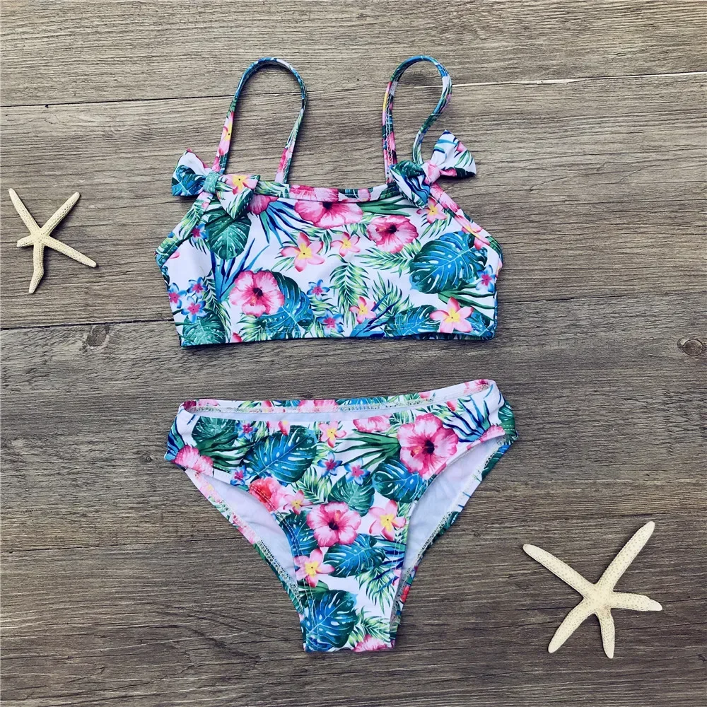 Girls Bikini Cute Flamingo Print Two Piece Beachwear Child Split Swimwear Swimsuit Baby Bathing Suit For Kids Baby Girls Biquini