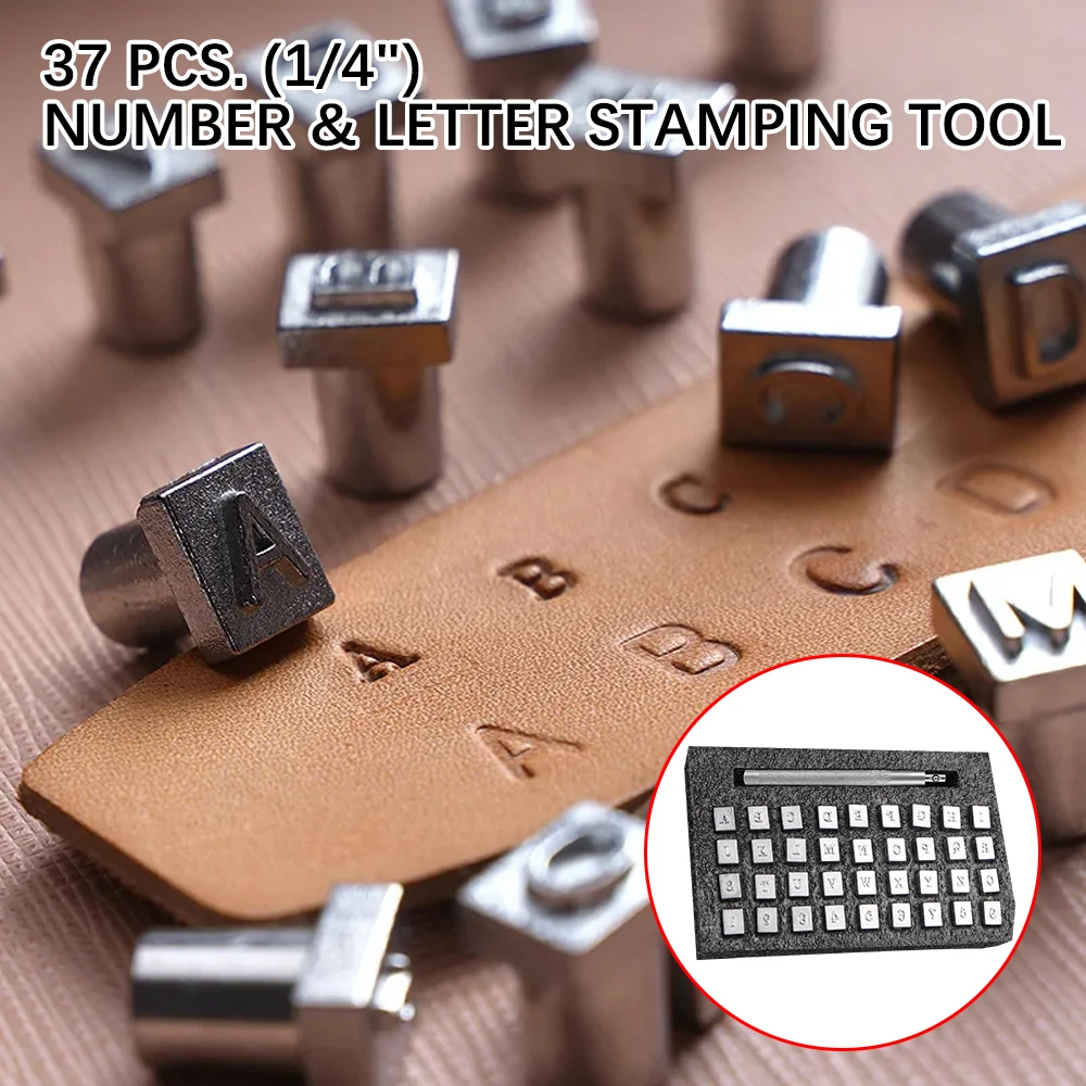 Letters Stamping kit Stamp Punch Tools 37Pcs Leather embossed Tools 3.5mm/6.5mm Metal Alphabet Number Leather