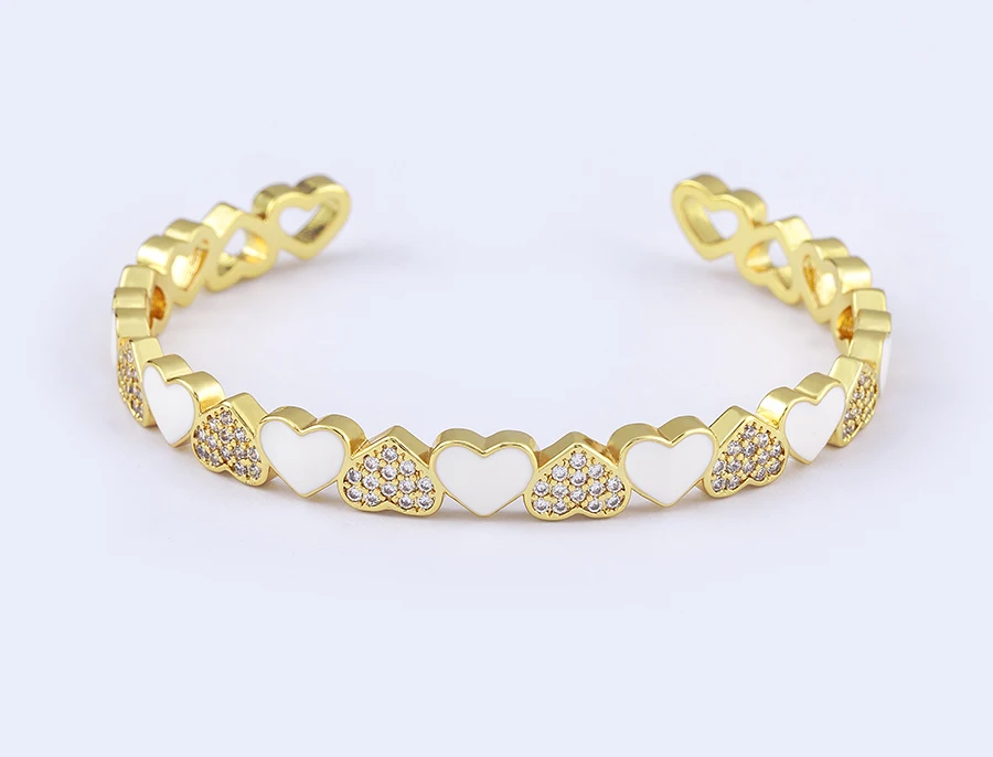 Nidin Trendy 5 Farben Geöffnete Armbänder für Frauen Gold Überzogene Herz Romantische Liebe Schmuck Zubehör Emaille Verstellbare Armband Geschenk – Detail 24