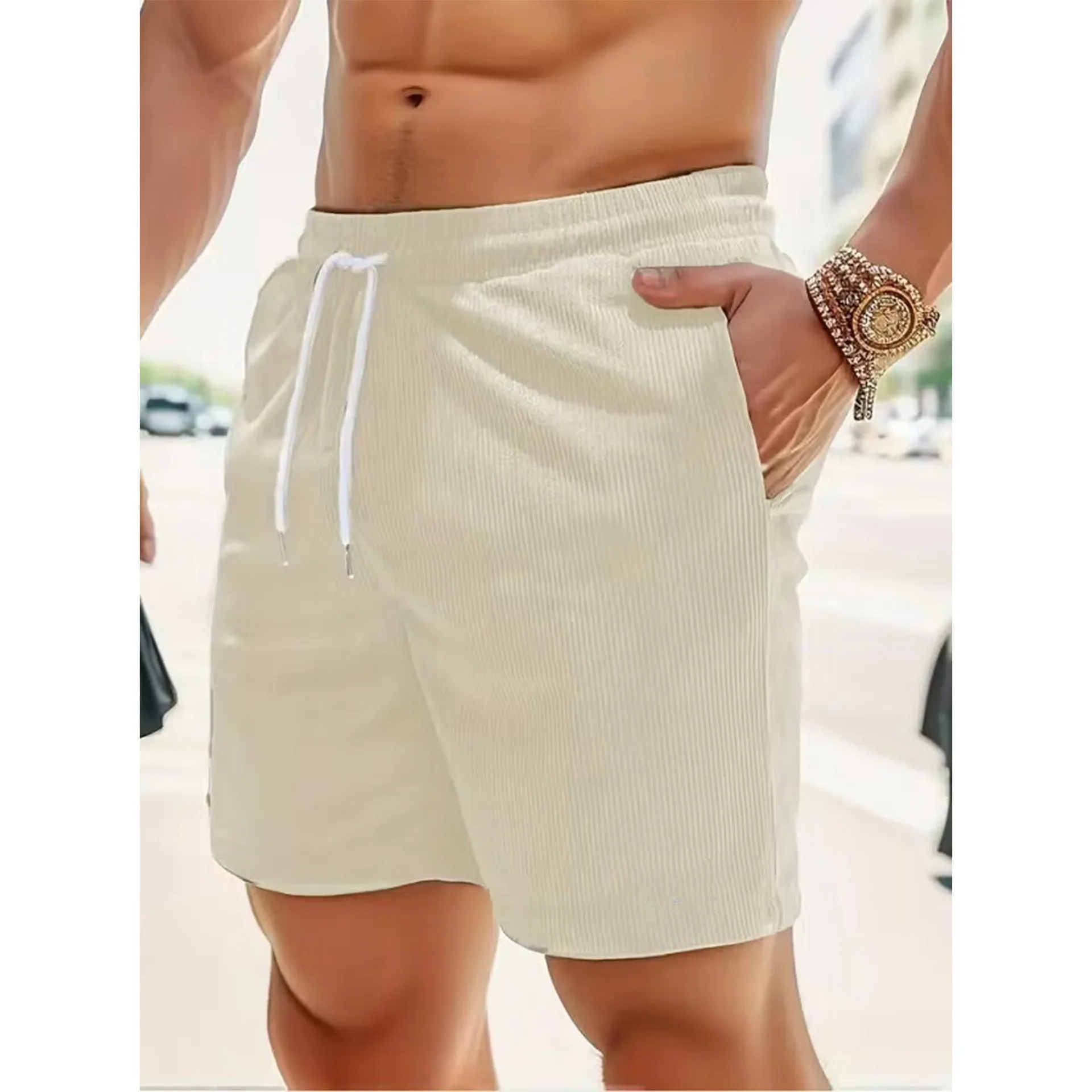 

2026 hot selling men's casual breathable shorts solid color easy to match, no mistakes for daily fitness