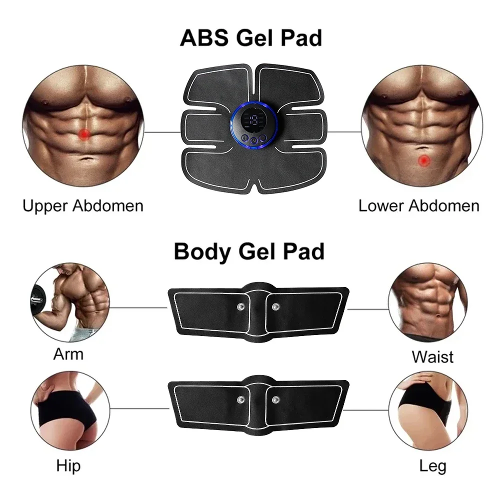 USB wiederaufladbarer Bauchmuskeltrainer, kabelloses Körpermassagegerät, elektronisches Training, Übung, Gewichtsverlust, Fitnessgeräte – Detail 13