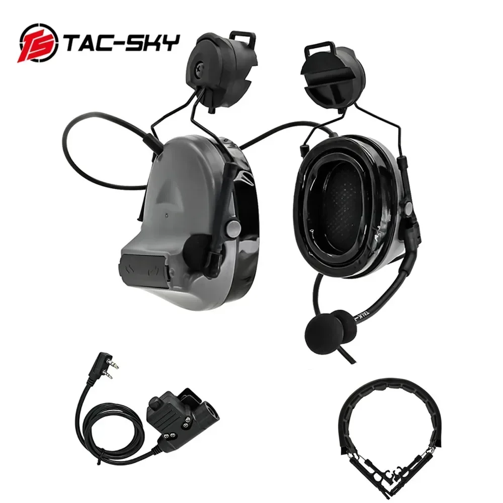 NONE TAC-SKY Taktisches Headset TSCII Gehörschutz Schießen Elektronische Ohrenschützer Mit ARC-Schienenhalterung und 94ptt für Baofeng 7