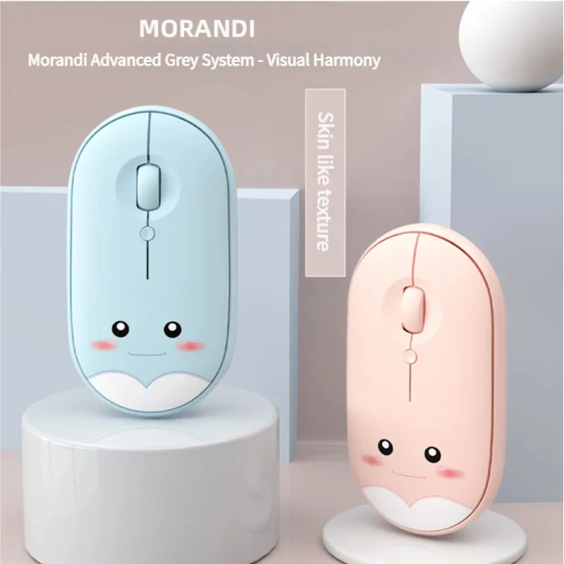 Wireless Bluetooth Mouse Usb Cute Emoji Ultra-thin Bluetooth Mouse Battery Model Mute Laptop PC Office Learning Household