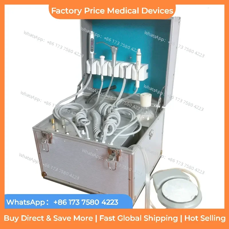 2026 Electric Dentists Lab Mobile Unit Portable Rolling Case Box with Oilless Air Compressor Mobile Clinic fastshippin