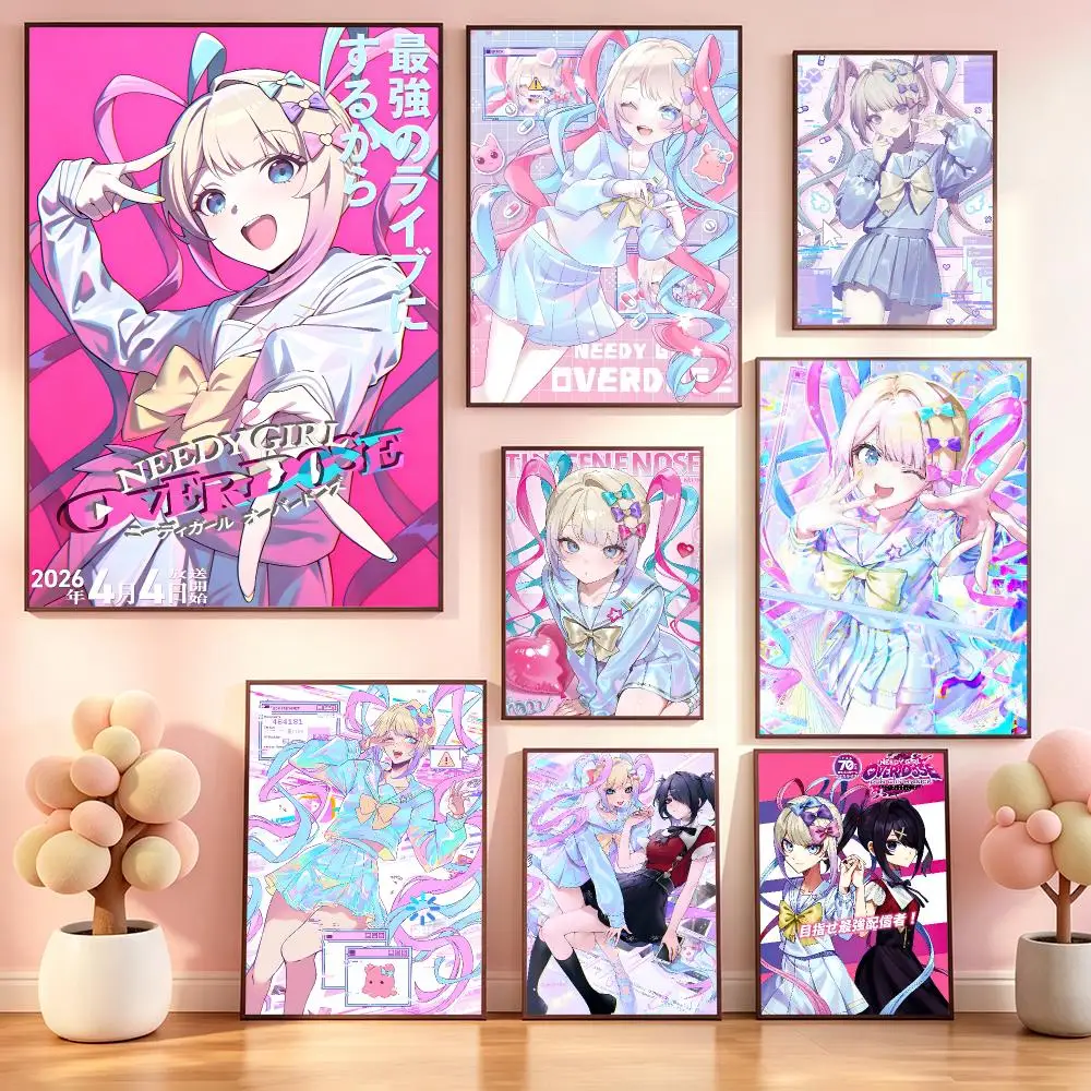 Game Needy Streamer OverloadS Poster Poster Kawaii Self Adhesive HD Wall Print Cute Home Bedroom Room Aesthetic Decor Gift