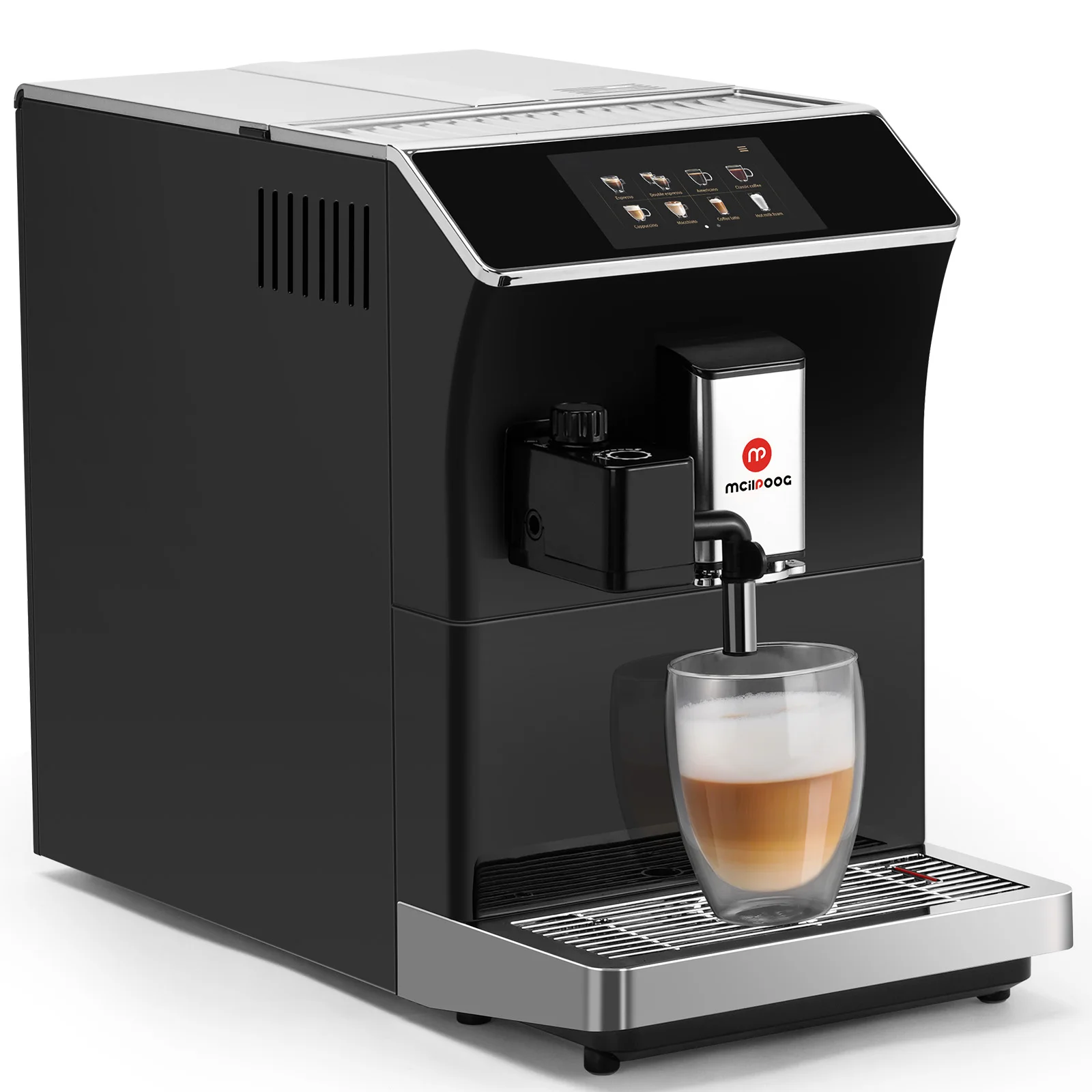 

Mcilpoog WS203 Fully Automatic Machine Bean to Cup Cappuccino With Milk Frother, 16 Flavors , Touch Display, Ideal for Home Use.