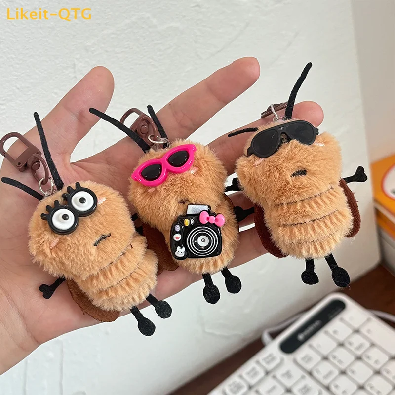 

Hot! 1/3Pcs Cockroach Doll Keychain Creative Stuffed Animal Keyring School Bag Pendant Backpack Hanging Decoration Lovely Gift