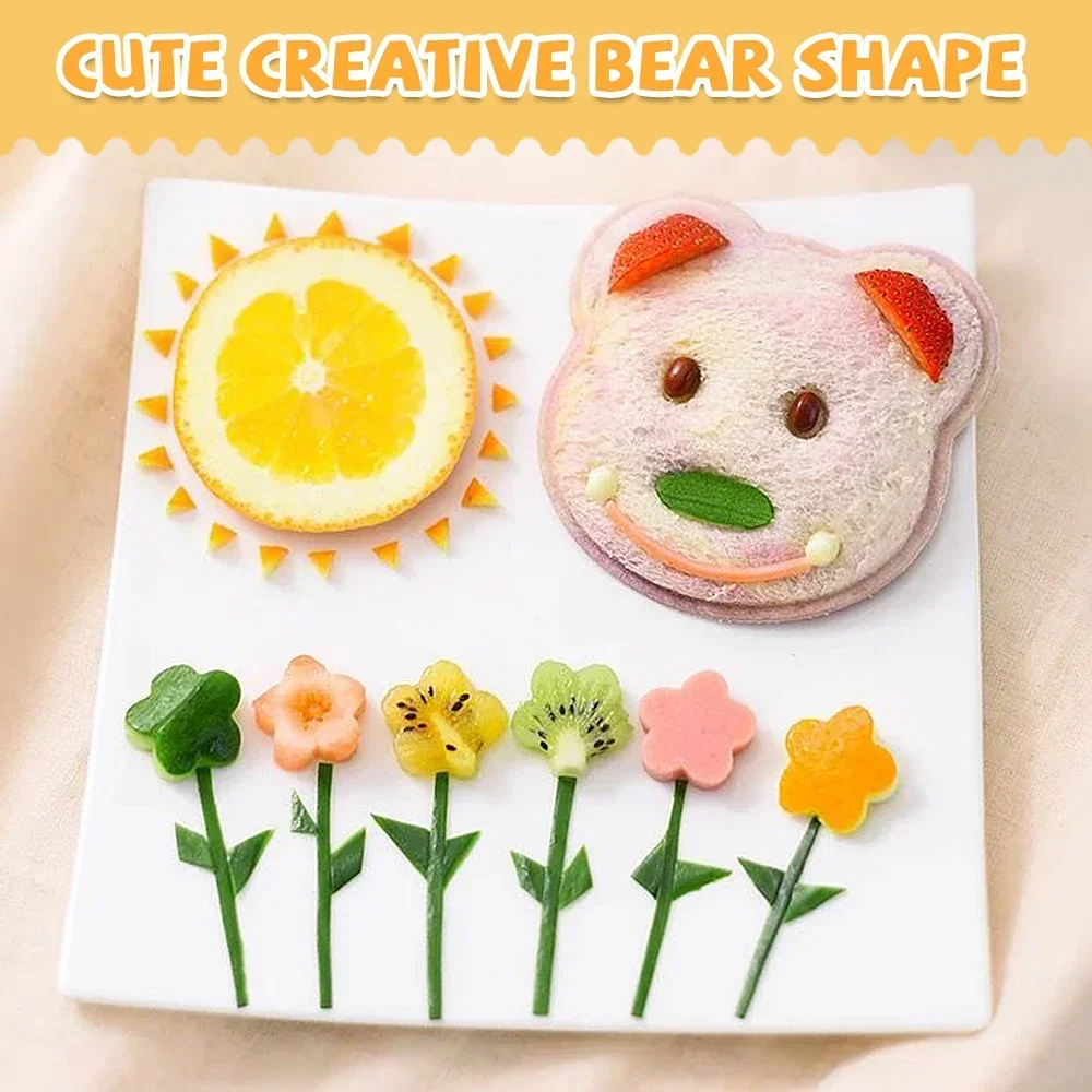 Cartoon Cute Rabbit Teddy Bear Bread Knife Mini Sandwich Cutter Sandwich Sealer Kids Bento Lunch Baking Mold Pastry Tool