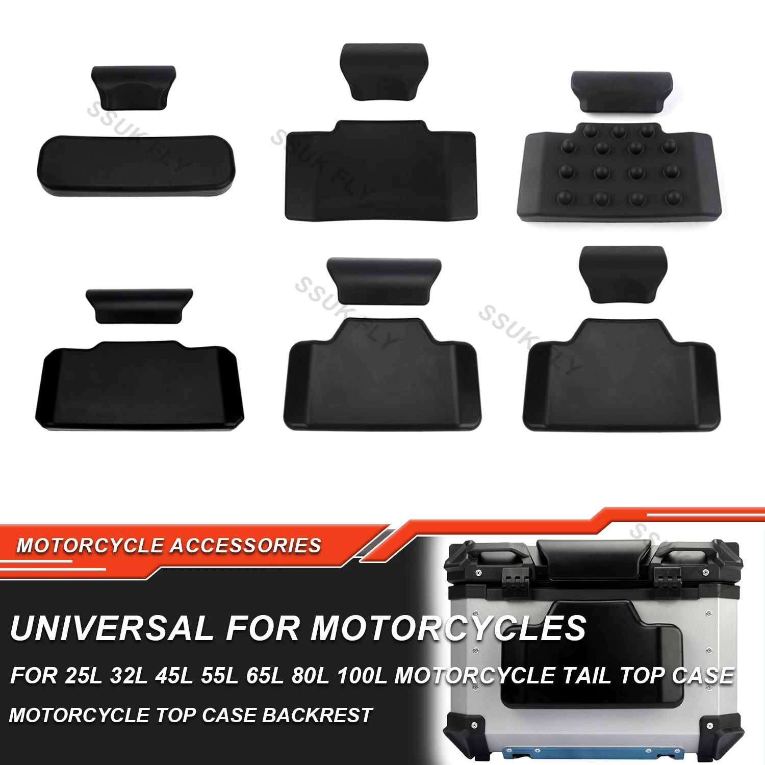 Top Case Backrest Motorcycle Back Pad 25L 32L 45L 55L 65L 80L 100L Tail Box Rear Trunk Luggage Case Cushion Passenger Backrest