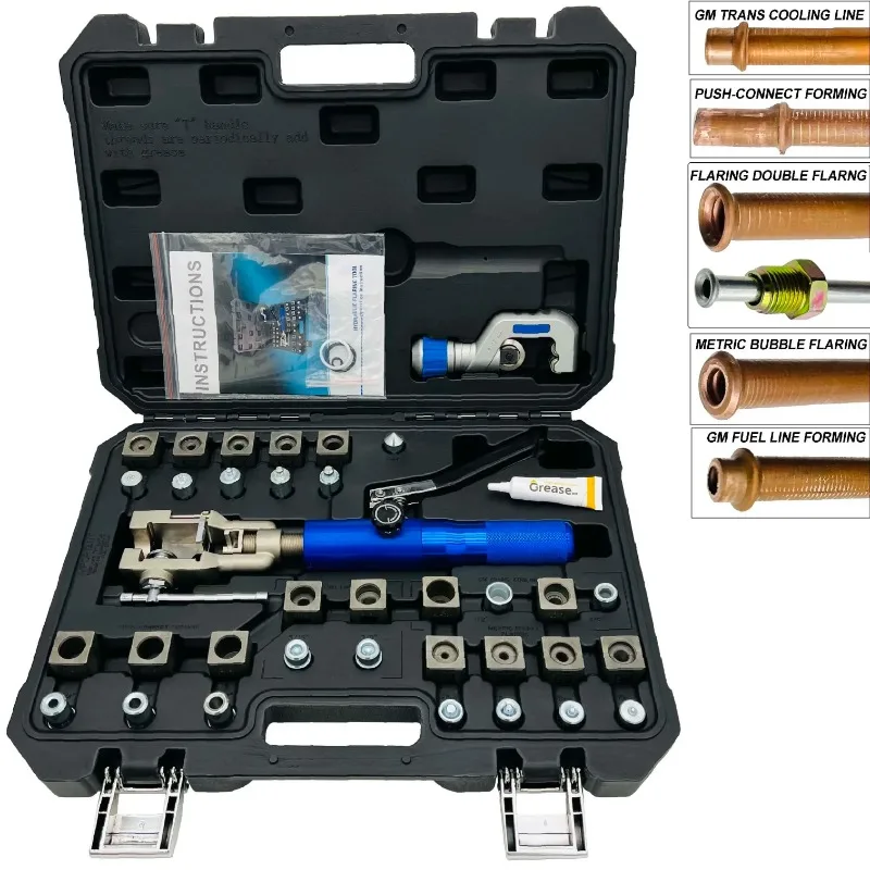 

45° Double Brake Repair Hydraulic Flaring Tools Kit with 3/16"-1/2" for Copper Line, Steel Pipe and GM Reparing