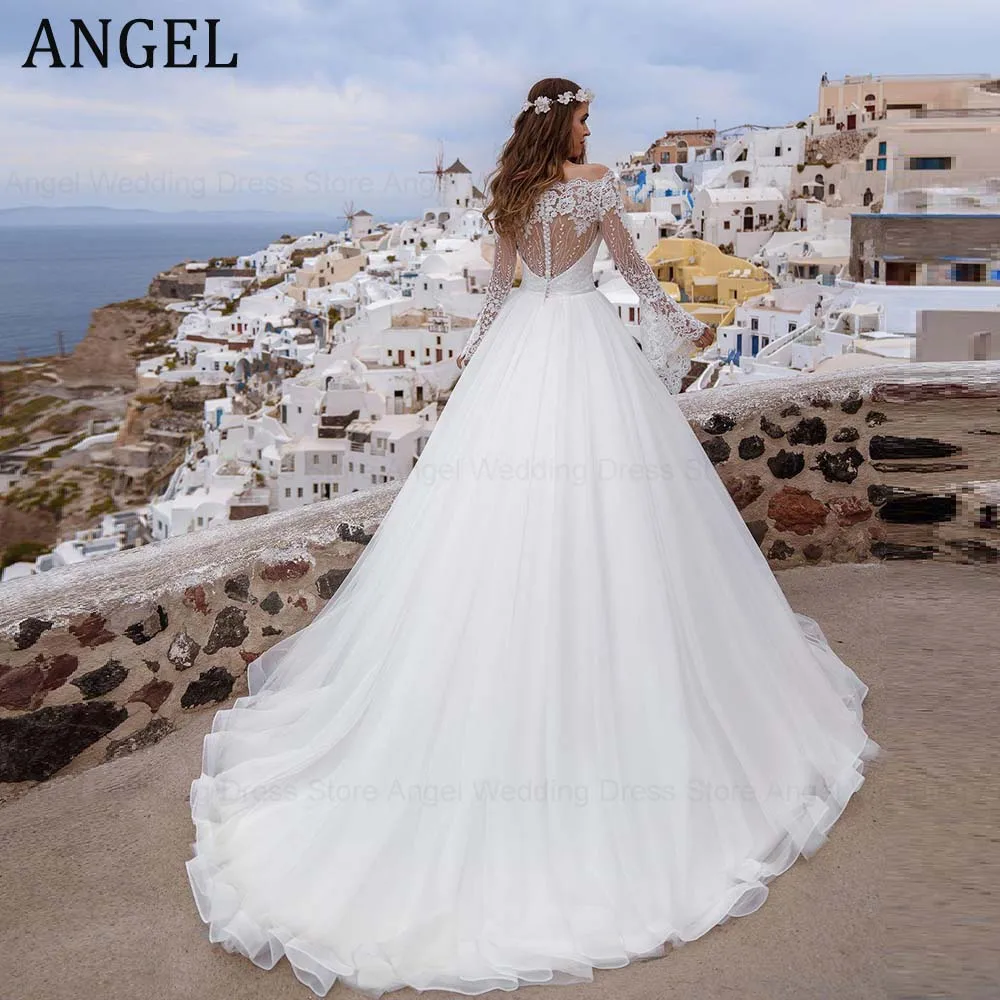ANGEL Customized Trendy Wedding Dress for Bride 2026 A-Line Off-Shoulder Tulle Lace Applique Long Bridal Gowns Vestidos de Novia