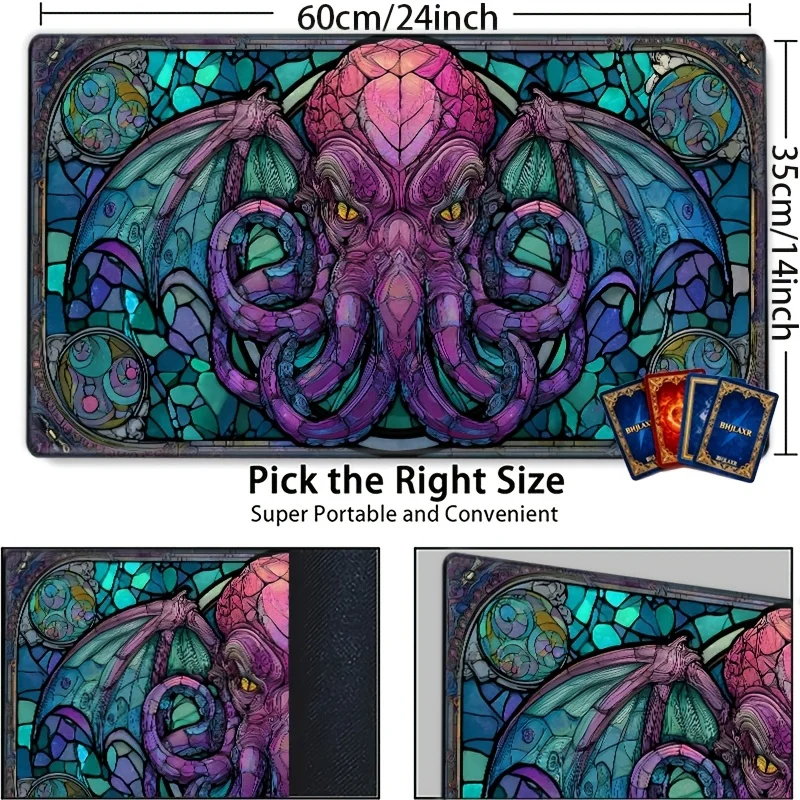 Colorful glass Cthulhu rubber game mat, suitable for TCG//CCG/RPG, is the perfect gift for fans of Arkley's horror.