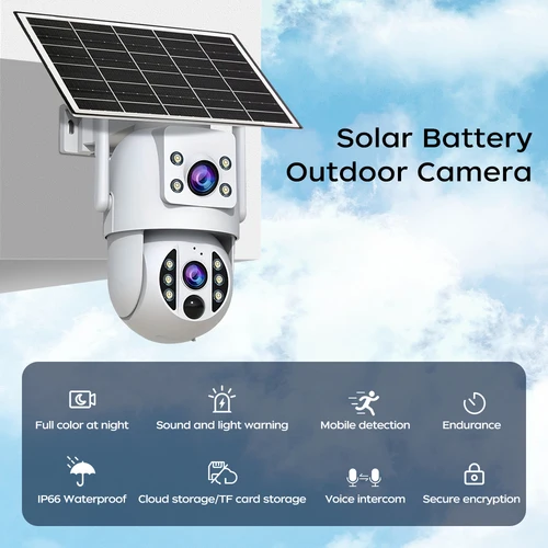 Imagen 2 del producto JOOAN-cámara Solar WiFi de 8MP, cámara de vigilancia CCTV para exteriores con Panel Solar, lente Dual PTZ, protección de seguridad de visión nocturna