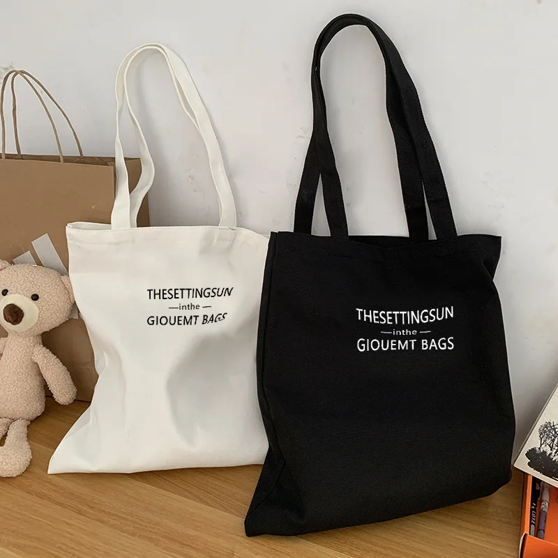 Canvas-Tasche, einfache, buchstabenförmige Umhängetasche, große Kapazität, lässige Baumwolltasche, Einkaufstasche, Computertasche, Büchertasche für Studenten – Detail 1