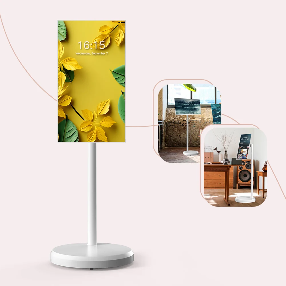 

Portable Movable Floor Touch Screen Home Tv Smart Display Portable Tv Smart Display For Live Streaming Tv Games And Fitness