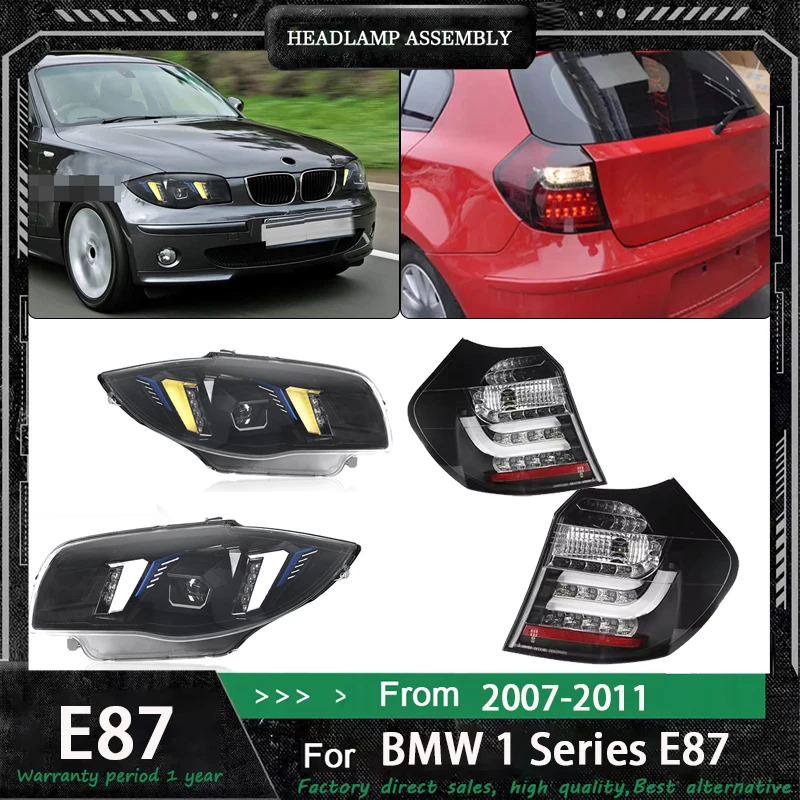 

Светодиодные фары с задним фонарем для BMW 1 серии E87 04-11, светодиодные DRL, автомобильные фары в сборе, сигнальные автоаксессуары, модифицированная лампа
