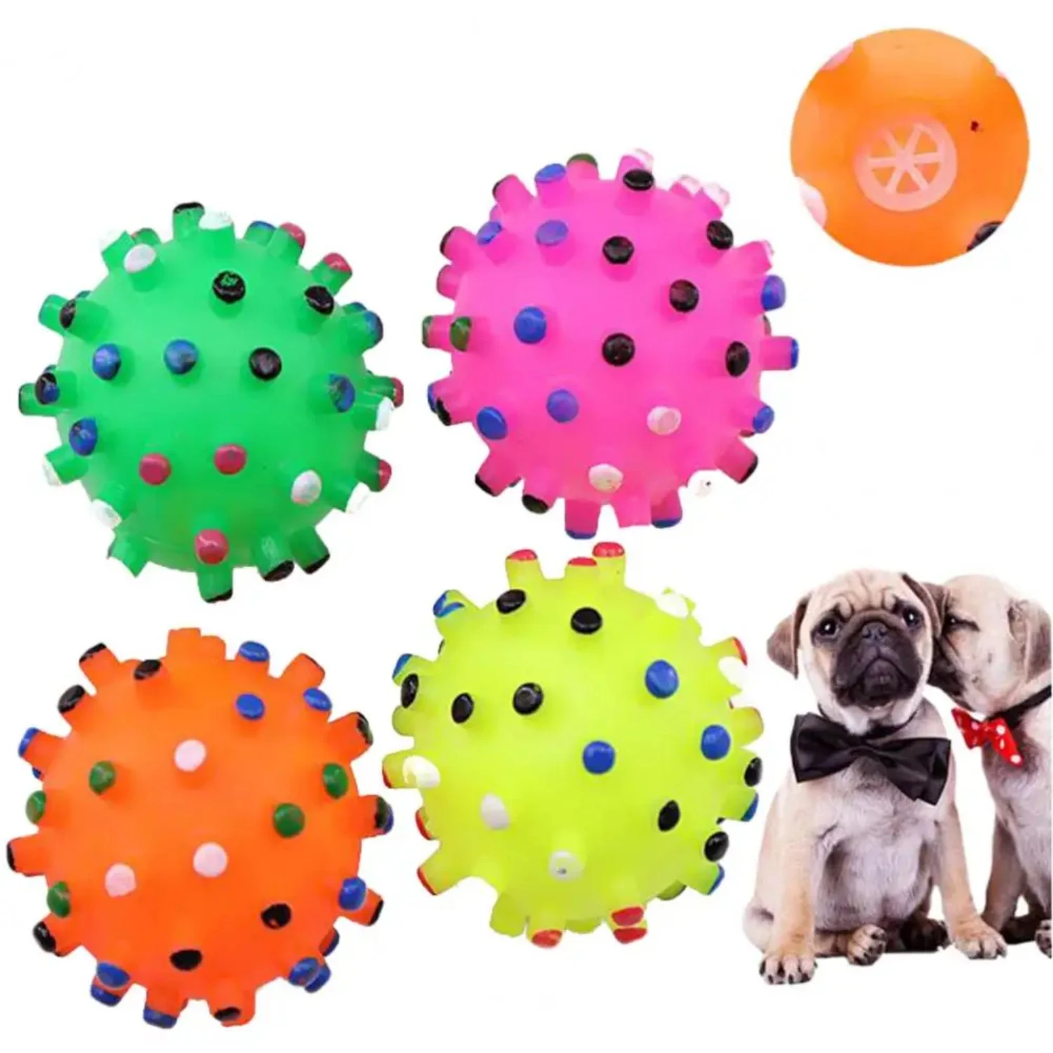 Round Dog Ball Toy Durable Puppy Training Ball Decompression Display Mold Squeaky Interactive Training Pet Ball Toy Dog tug toy