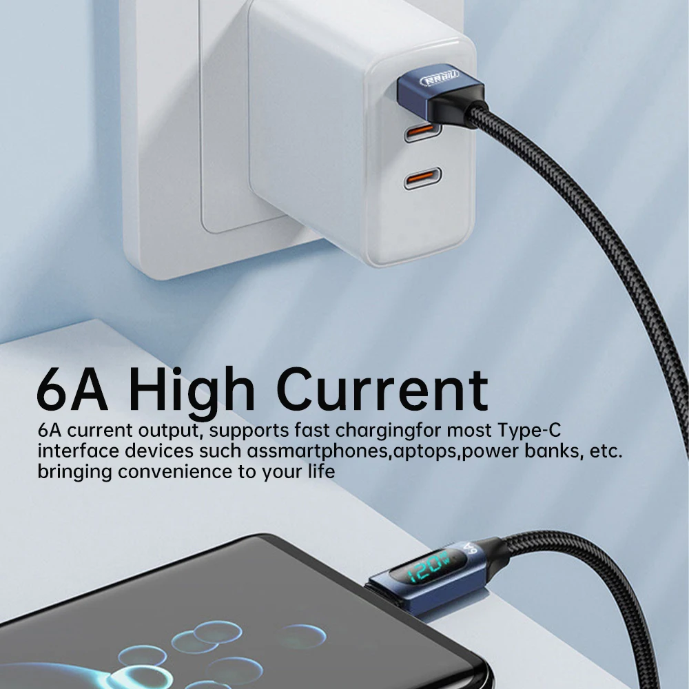 NNBILI 120 واط USB نوع C كابل لهواوي الشرف Xiaomi سامسونج 100 واط سوبر شحن شحن سريع USB C إلى USB C كابل بيانات سلك الحبل