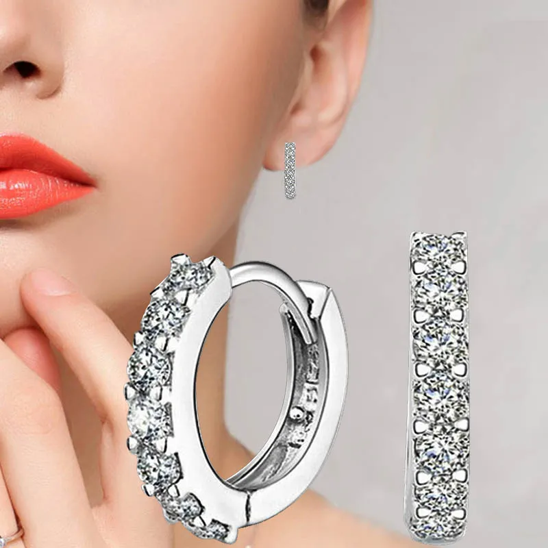 Korean Fashion Round Crystal Earrings For Women Jewelry 2024 Trending New Luxury Women's Zircon Hoop Earrings Accessories Z75