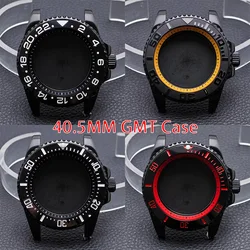 40.5mm High quality silver/black GMT case with chapter ring stainless steel waterproof accessories NH34 NH 35 NH36 movement/dial