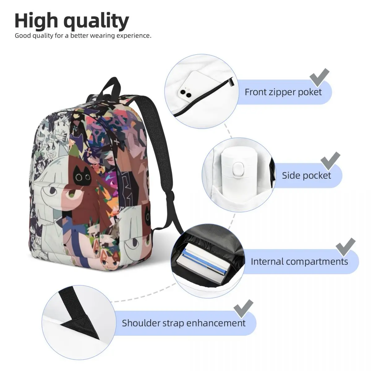 Cartoon Miss Circle New Fashion High Capacity Waterproof College Backpack Trendy Laptop Travel Book Bag 15.7in 17.7in