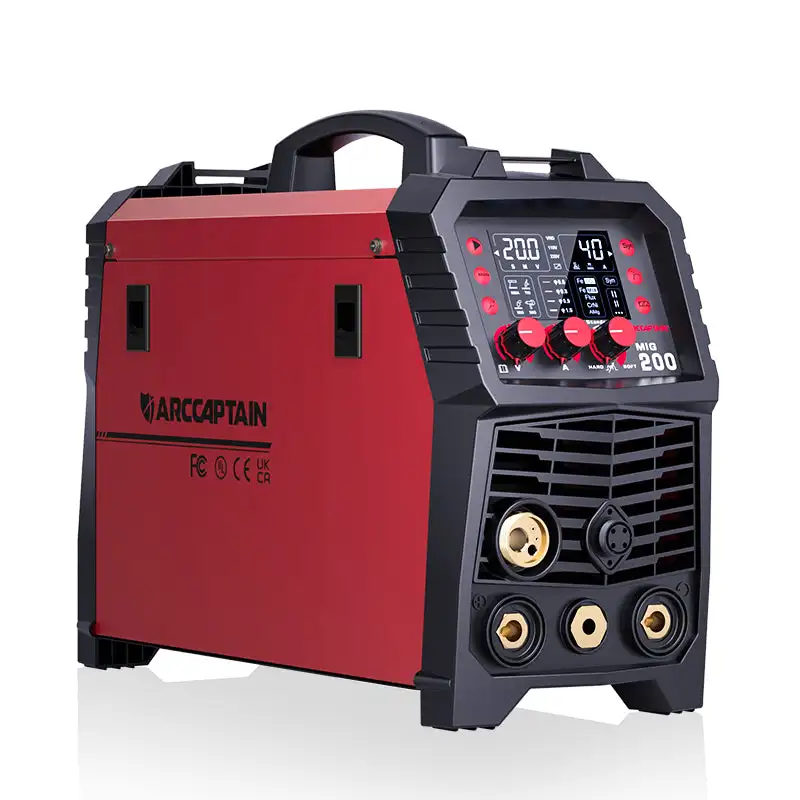 ARCCAPTAIN MIG200 200Amp 6-in-1 Multi-Process MIG/Gasless Flux Core/Stick/Lift TIG 110V/220V Aluminumer Portable MIG Welder