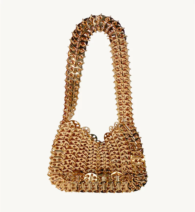 Luxury Designer Bags Women's Bag Hand Woven Metal Sequins Hollow Tote Bag Travel Holiday Handbag Women Italian Bag Shoulder Bag