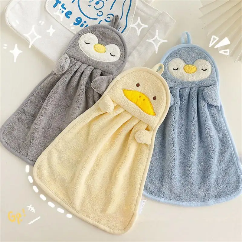 Dishcloths 22x36cm Thicken Home Penguin Quick Kitchen Accessories Hanging Cloth Blue/yellow/gray Baby Lovely Soft Hand Towel