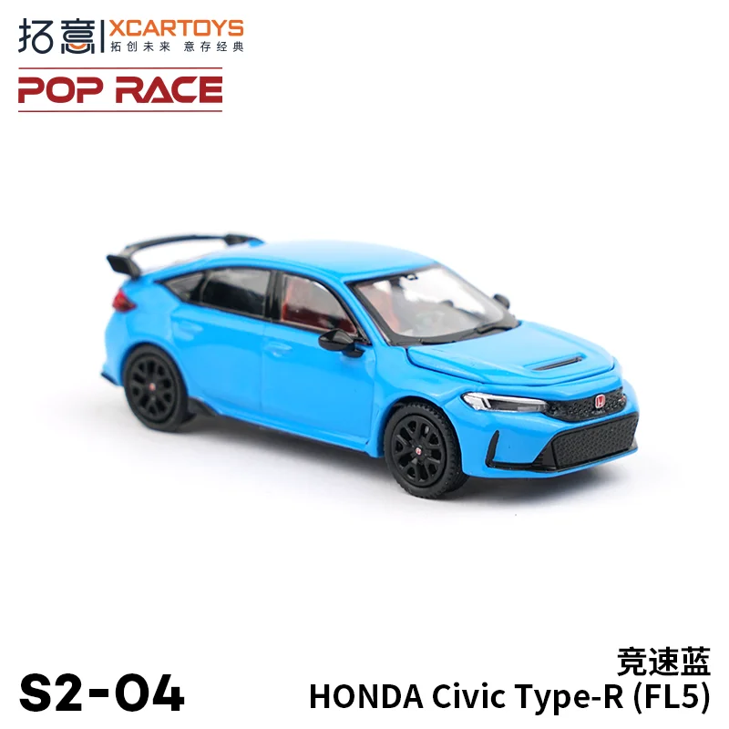 XCARTOYS POPRACE 1/64 Alloy Car Model HONDA Civic Type-R FL5 Racing Blue Toy Collection Christmas gifts for children