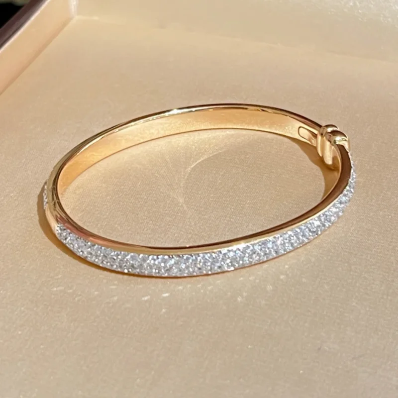 

BELLUX 925 Silver Synthetic Zircon Bracelet Full Diamond Star River Sparkling Gold Luxury Fashion Bangle